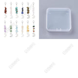 2 Sets Gemstone Chips Pendant Decoration, with Zinc Alloy Moon, Lobster Claw Clasps Charm, for Keychain, Purse, Backpack Ornament, 59mm, 12pcs/set