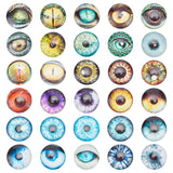 1 Bag Glass Cabochons, Half Round/Dome with Eye Pattern, Mixed Color, 40mm, about 30pcs/bag