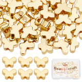 50Pcs Brass Beads, Long-Lasting Plated, Butterfly, Real 18K Gold Plated, 5x7x3mm, Hole: 1.2mm