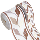 10M 2 Styles Embroidery Polyester Ribbon, Leaf Pattern, for Gift Bouquet Wrapping, Beige, 1-1/8~2-3/8 inch(30~60mm), 5m/style