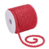 3-Ply Polyester Braided Cord, Twisted Rope, for DIY Cord Jewelry Findings, Crimson, 5mm, about 18m/roll