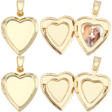 6Pcs Brass Locket Pendants, Photo Frame Pendants for Necklaces, Long-Lasting Plated, Heart, Real 18K Gold Plated, 21.5x17x4.5mm, Hole: 5x4mm