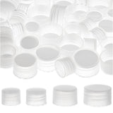 56Pcs 4 Style Plastic Screw-On Caps, Bottle Jug Storage Cap Lids, Flat Round, Clear, 20~30.5x15~17mm, Inner Diameter: 18~28mm, 14pcs/style