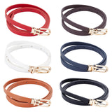 6Pcs 6 Colors PU Leather Chain Belts with Light Gold Plated Alloy Buckle, Thin Waist Band Belts for Women, Mixed Color, 42-5/8 inch(108.3cm), 1Pc/color