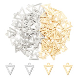 100Pcs 2 Colors 201 Stainless Steel Charms, Triangle, Golden & Stainless Steel Color, 12x9.5x0.5mm, Hole: 1mm, 50pcs/color