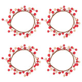 Plastic Artificial Berry Candle Ring, Centerpiece Wreath Candle Holder for Christmas, Valentine's Day, Winner Wedding, Red, 150x151x33mm, Inner Diameter: 93mm