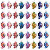 Printed Alloy Enamel Pendants, Butterfly, Platinum, Mixed Color, 24.5x16x2mm, Hole: 2mm, 8color, 5pcs/color, 40pcs