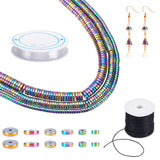 DIY Bracelet Making, including 3 Strand Synthetic Non-magnetic Hematite Beads, Waxed Cotton Thread Cords, Clear Elastic Crystal Thread, Colorful, 4~8x2mm, Hole: 1~1.5mm
