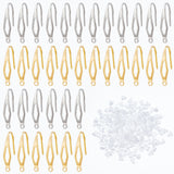 100Pcs 2 Color 304 Stainless Steel Earring Hooks, with 100Pcs Plastic Ear Nuts, Golden & Stainless Steel Color, 20x4.5x0.7~4.5mm, Hole: 1.2mm, 50Pcs/color