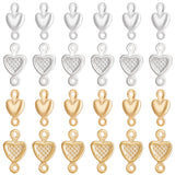40Pcs 4 Sytles Brass Connector Charms, Heart Links, Mixed Color, 8.5~10x4.5~5.5x1.5~2mm, Hole: 1mm, 10pcs/style