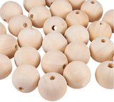 Round Unfinished Wood Beads, Natural Wooden Loose Beads Spacer Beads, with Vacuum Package, Lead Free, Moccasin, 30x30mm, Hole: 6~7mm