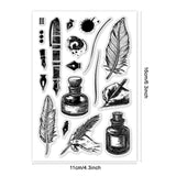 Custom Summer Theme PVC Plastic Clear Stamps, for DIY Scrapbooking, Photo Album Decorative, Cards Making, Feather, 160x110mm