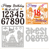 Birthday Theme Number 0~9 Carbon Steel Cutting Dies Stencils, for DIY Scrapbooking, Photo Album, Decorative Embossing Paper Card, Greeting Card Mold, 72~110x112~115x0.8mm, 2pcs/set