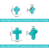 6 Strands 2 Style 3 Colors Synthetic Turquoise Beads Strands, Dyed, Cross, Mixed Color, 10~16x8~12x3~3.5mm, Hole: 1mm, about 38pcs/strand, 15~15.75''(38.1~40cm), 1 strand/color
