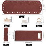 DIY Knitting Crochet PU Leather Bag, with PU Leather Bag Bottom, Shoulder Strap, Bag Twist Lock, Flap Cover,Bag Buckles, Coconut Brown, 240x82x4.5mm