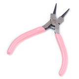 45# Carbon Steel Jewelry Pliers, Round Nose Pliers, Polishing, Pink, 11.05x9.4x0.75cm