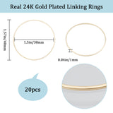 20Pcs Brass Linking Rings, Long-Lasting Plated, Round Ring, Real 24K Gold Plated, 40x1mm, Inner Diameter: 38mm