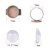 DIY Ring Making, with Cuff Brass Pad Ring Settings, For Vintage Rings Making and Transparent Glass Cabochons, Half Round/Dome, Mixed Color, Size 8, 18mm, 30pcs/set