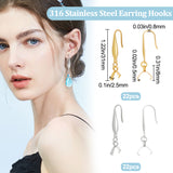 44Pcs 2 Colors 316 Stainless Steel Earring Hooks, Ear Wire with 304 Stainless Steel Ice Pick Pinch Bails, Golden & Stainless Steel Color, 31mm, Pin: 0.8mm and 0.5mm, 22Pcs/color