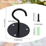 Iron Ceiling Suspension Hooks, with Screws and Mounting Anchor Plug, for Hanging Lights, Planters, Ceiling Fan, Project Screen, Electrophoresis Black, 77x65mm, Hole: 4.6mm, 2pcs