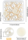 60Pcs ABS Plastic Cabochons, Imitation Pearl, Half Round, Beige, 25x12.5mm, 60pcs/box