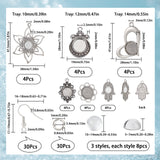 DIY Blank Dome Earrings Making Kit, Include Flower & Hamsa Hand Alloy Pendant with Tray, Half Round Glass Cabochons, Brass Earring Hooks, Antique Silver & Platinum, 108Pcs/box