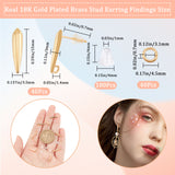 40Pcs Brass Stud Earring Findings, with Vertical Loops, Long-Lasting Plated, Teardrop, with 40Pcs Open Jump Rings & 100Pcs Plastic Ear Nuts, Real 18K Gold Plated, 15x3.5x3mm, Hole: 1.4mm, Pin: 0.7mm