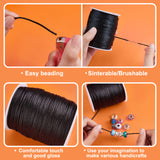 Polyester Cord, for Knitting Chinese Knots, Black, 2mm, about 109.36 Yards(100m)/Roll