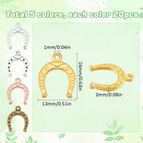 100Pcs 5 Colors Alloy Pendants, Horse Shoe, Mixed Color, 16x13x2mm, Hole: 1mm, 20pcs/color