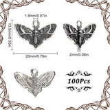 Tibetan Style Alloy Pendants, Cadmium Free & Lead Free, Butterfly Charms, Antique Silver, 13.5x20x2mm, Hole: 1.8mm, 100pcs/box