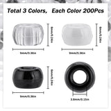 600Pcs 3 Colors Opaque Plastic Beads, Barrel, Mixed Color, 9x6mm, Hole: 3.8mm, 200pcs/color