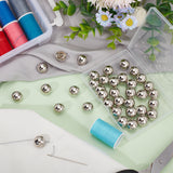 40Pcs Alloy Shank Buttons, 1-Hole, Dome/Half Round, Stainless Steel Color, 15x10mm, Hole: 1.5mm