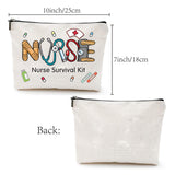 Polycotton Custom Canvas Stroage Bags,  Metal Zipper Pouches, Rectangle with Word Nurse, Word, 18x25cm