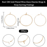 100Pcs 316 Surgical Stainless Steel Wine Glass Charms Rings, Hoop Earring Findings, DIY Material for Basketball Wives Hoop Earrings, Real 18K Gold Plated, 21 Gauge, 29x25x0.7mm, Pin: 0.7mm