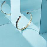 2Pcs Brass Grooved Open Cuff Bangles Set for Women, Golden, Inner Diameter: 2-1/2 inch(6.2cm)