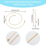 6Pcs Brass Cable Chain Necklaces Set for Men Women, Cadmium Free & Lead Free, Real 18K Gold Plated, 16.3 inch(41.3cm)
