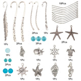 DIY Ocean Theme Metal Bookmask Making Kits, Alloy Links & Pendants & Bookmarks, Glass & Synthetic Turquoise Beads, Brass Eye Pin, Antique Silver & Platinum, Bookmarks: 6Pcs/set