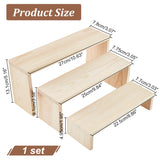 3-Tier Rectangle Wood Jewelry Display Risers, for Rings, Bangles, Necklaces, Action Figures Display, Bisque, 22.5~27x7.7~7.8x4.95~13.1cm, 3pc/set