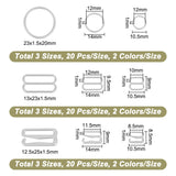 180Pcs 18 Style Alloy Underwear Strap Adjustment Buckles, Bra Slider Hoop, Round Ring, Mixed Color, 8.5~25x1~1.5mm, Inner Diameter: 8~20mm, 10pcs/style