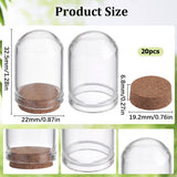 20Pcs Glass Dome Cloche Cover, Bell Jar, with Cork Base, For Doll House Container, Dried Flower Display Decoration, Clear, 36.5x22mm