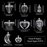 14pcs 6 style Glass Bottle Locket Pendants, Hair Keepsake Urn Charms, Mixed Color, 17~29.5x8.8~21.5x6~11.5mm, Hole: 1.8mm, 2pcs/style