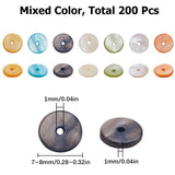 200Pcs Freshwater Shell Beads, Dyed, Disc/Flat Round, Heishi Beads, Mixed Color, 7~8mm, Hole: 1mm