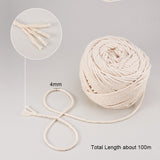 Macrame Cotton Cord, Twisted Cotton Rope, for Wall Hanging, Plant Hangers, Crafts and Wedding Decorations, Navajo White, 4mm, about 109.36 yards(100m)/roll