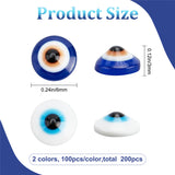 200Pcs 2 Colors Resin Cabochons, Evil Eye, Nail Art Decorate Accesosries, Mixed Color, 6x3mm, 100pcs/color