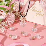 12Pcs Heart Glass Bottle with Rose Quartz inside Pendants, with 304 Stainless Steel Findings, 31x22x11mm, Hole: 7x4mm