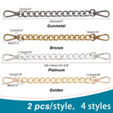 8Pcs 4 Style Aluminum Curb Chain Bag Shoulder Straps, with Alloy Swivel Clasps, for Bag Replacement Accessories, Mixed Color, 200~218mm, 2pcs/style