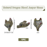 Natural Dragon Blood Pendants, Wolf Head, 37~42x25~30x10~13mm, Hole: 2mm, 1pc/set