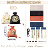 3 Sets 3 Colors DIY Embroidery Flower Pattern Drawstring Bag Making Kit, Including Plastic Embroidery Hoop, Needle, Threads, Cotton & Linen Fabric, Wood Beads, Mixed Color, 1 set/color