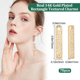 70Pcs Brass Charms, Long-Lasting Plated, Textured, Rectangle, Golden, 15x3x1mm, Hole: 1mm