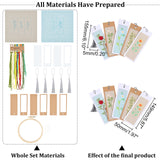 DIY Bookmark Making Kit, with Paper Bookmark Cards, Flax Embroidery Pattern Fabric, Cotton Tassels & Threads, Plastic Embroidery Hoop, Iron Needles, Plastic Storage Tube, Mixed Color, 50~268x0.2~269x0.2~10mm